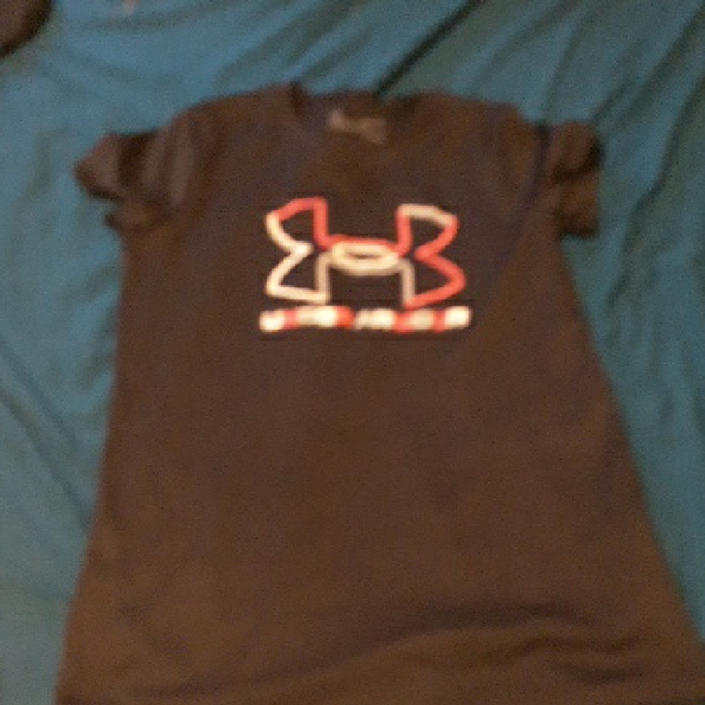 Under Armour Kids' Tee in Black with Pink and White Logo